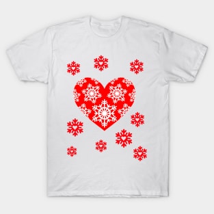 Valentine snowflakes with romantic snowflake heart Winter Valentine's Day T-Shirt